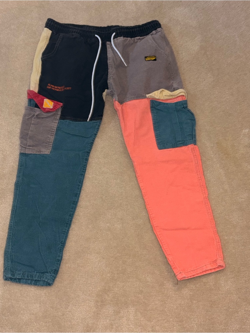 Colorblock Patchwork Cargo Pants - Multicolor
